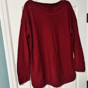 J. Jill Red Wine Marl Boat Neck Long Sleeve Tunic Sweater L Cozy Minimalist Knit